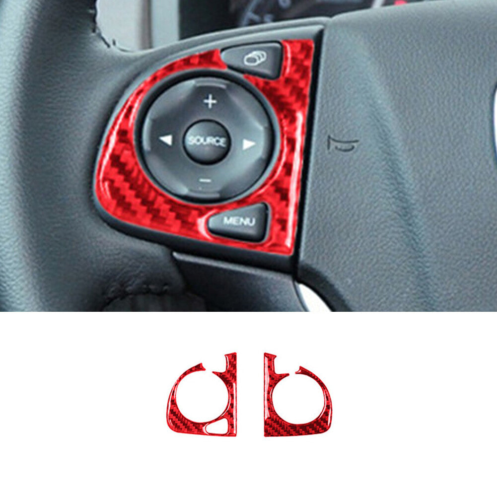 Red Carbon Fiber Steering Wheel Buttons Trim for Honda CRV CR-V 2012-2016 Type-A