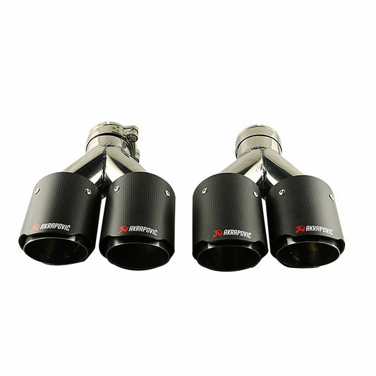 For Carbon Fiber Exhaust Tip Dual Pipe ID:2.5 63mm OD:3.5 89mm Matte BLK