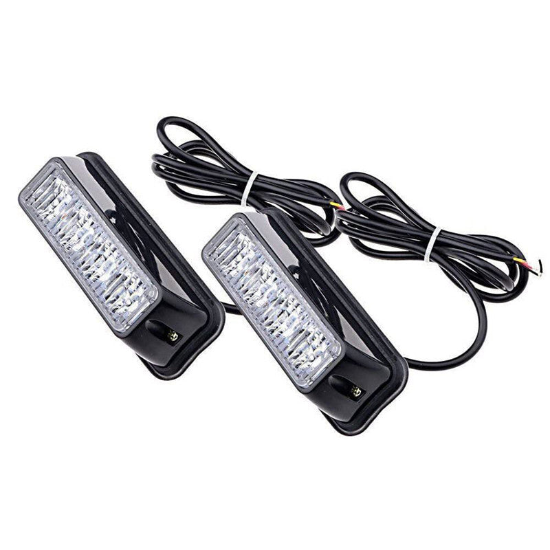 2pc Car White/Yellow Grille Strobe Light Head LED Driving Flashing Width lamp