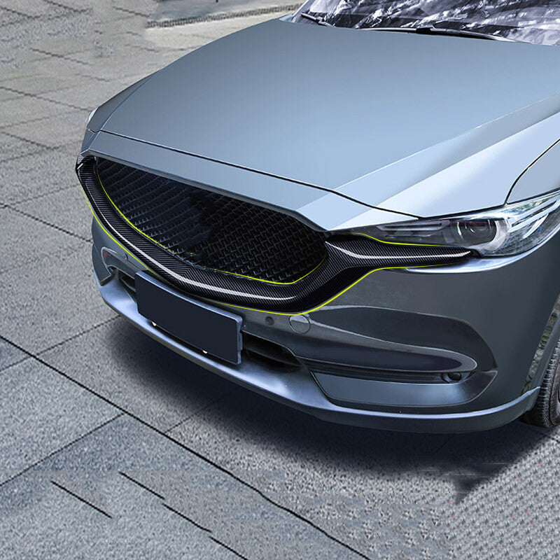 for Mazda CX-5 CX-8 2017-2021 Carbon Fiber Front Grill Grille Frame Cover Trim