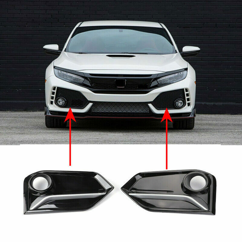 for Honda for Civic Hatchback 20-21 Black W/Silver Front Fog Light Lamp Cover Trim2