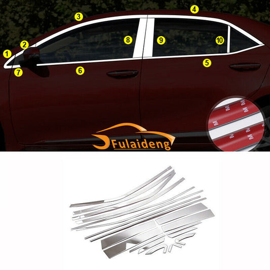 ForToyota for Corolla 2014-2018 Chrome Car full Window Sill Trim Molding Cover trim