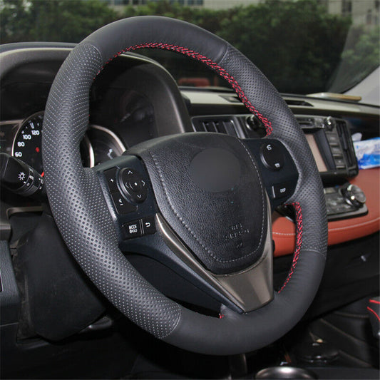 Car Steering Wheel Cover Hand Sewing for Toyota RAV4 2013-2018 for Corolla 2014-2018
