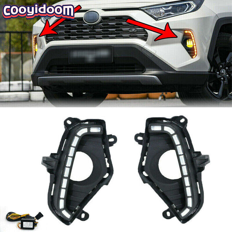 Applicable to 2019-2021 for Toyota RAV4 sequential turn signal LED fog lights daytime operation.