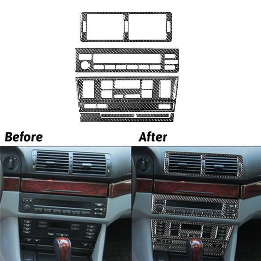 8Pcs Center Console Radio Button Carbon Fiber Sticker for BMW M5 E39 1998-2003