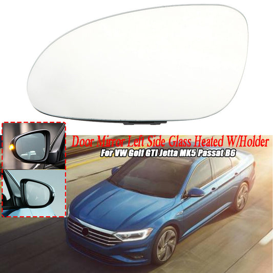 Left wing door heated mirror glass with bracket suitable for Volkswagen for Golf , for Jetta MK5, for Passat B6