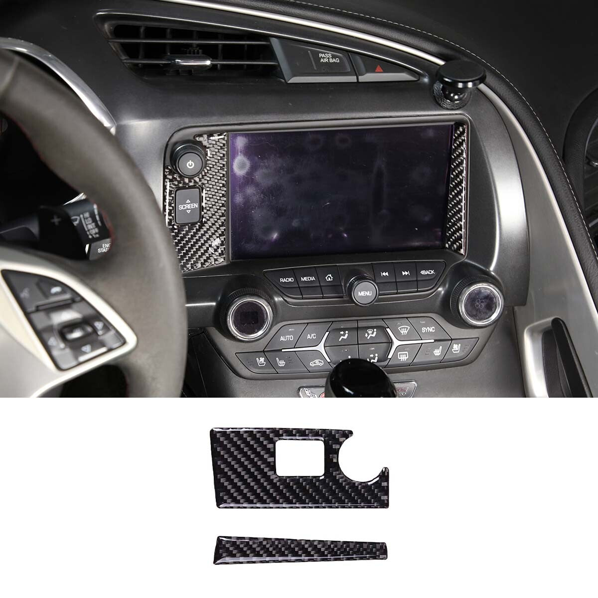 Carbon fiber steering wheel U-shaped frame cover trim for Toyota Hilux 2015-21