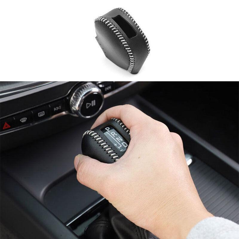 for Volvo V60 2020-2023 Black White Leather Central Console Gear Shift Knob Trim