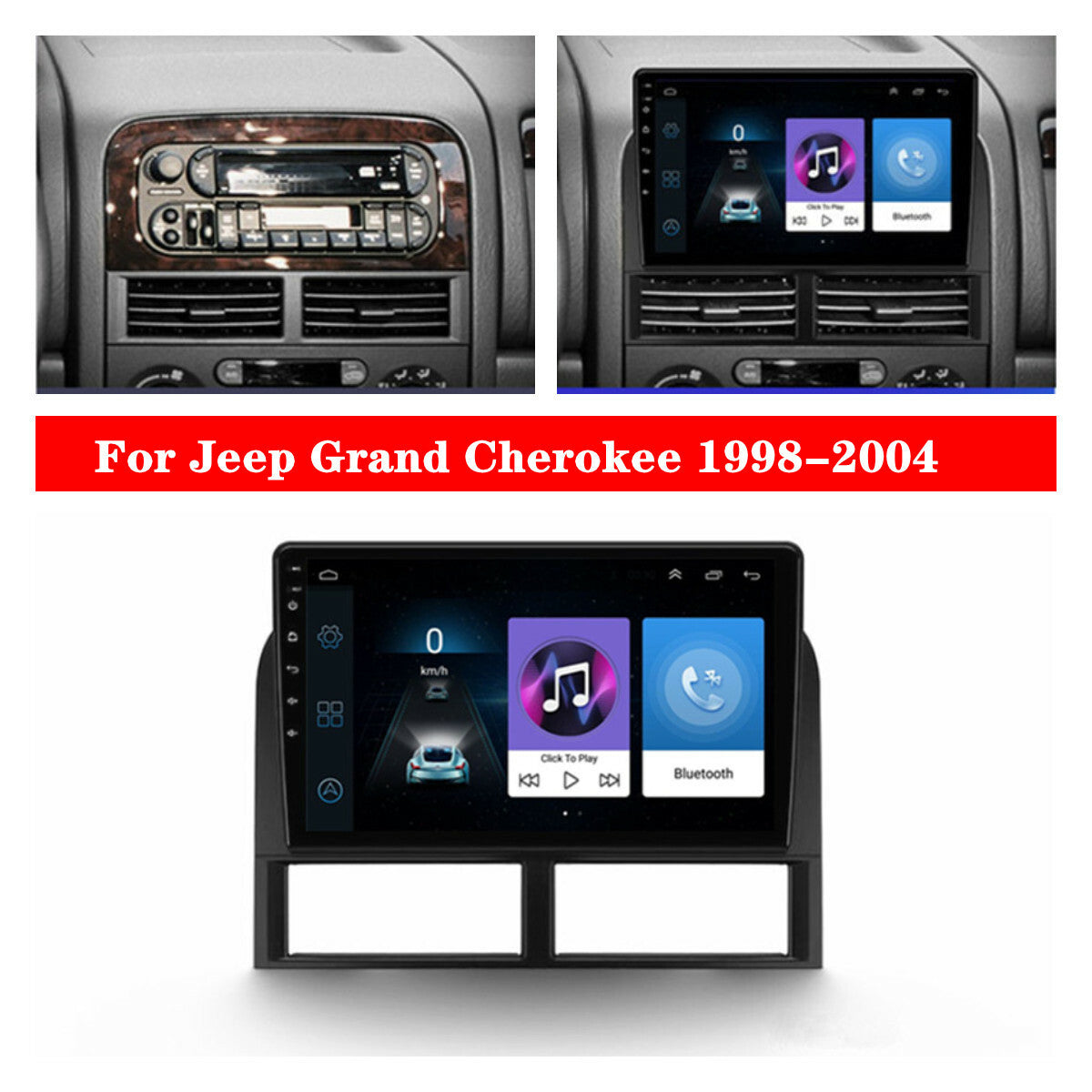 Android 10.1 Stereo Radio GPS Nav Head Unit 9 For 1998-2004 for Jeep for Grand Cherokee