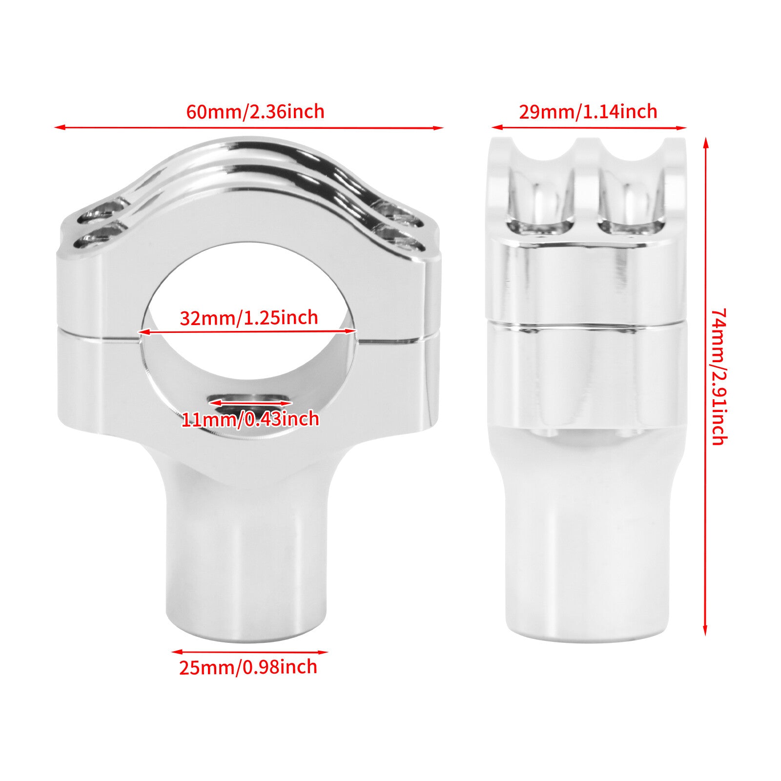 Aluminum Chrome Handlebars Riser Clamp Fit for Harley 1.25 Handlebars Models