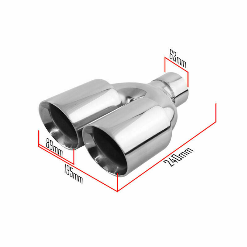 2.5'' Slant Cut Dual Outlet Exhaust Tip Double Wall Stainless Steel Exhaust Tip
