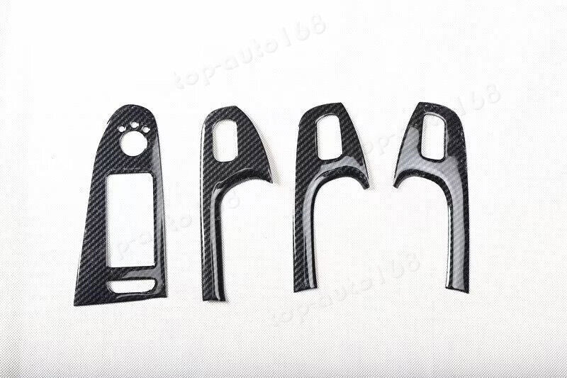 Carbon Fiber Look Inner Window Lift Lock Switch Panel Trims for Audi A4 2009-16