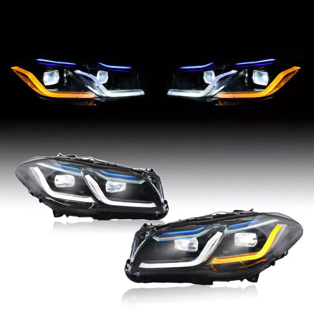 Pair LED Headlights Assy Upgrade For 2010-17 for BMW 5 Series F10 F11 Xenon/Halogen
