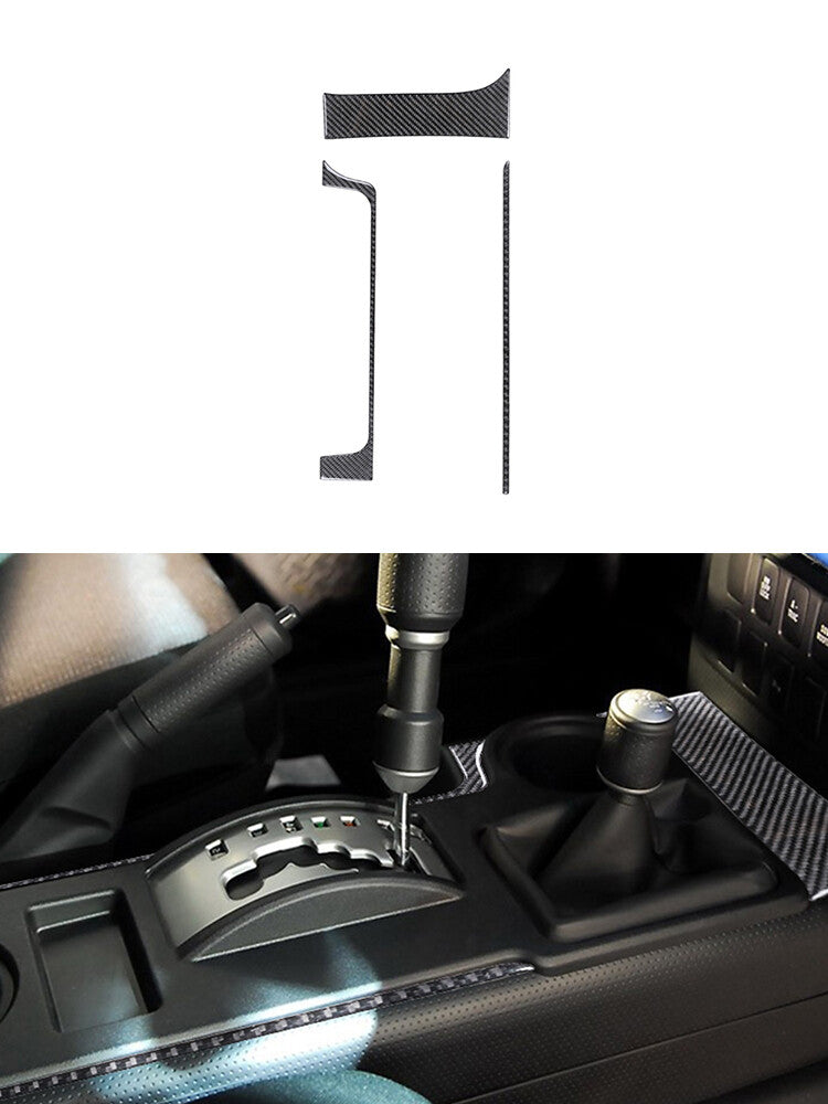 3Pcs Central Gear Shift Trim Cover Carbon Fiber for Toyota FJ Curiser 2007-2021