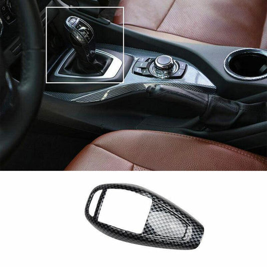 Fit for BMW 2010-2015 X1 E84 ABS Carbon Fiber Gear Shift Knob Shifter Lever Trim