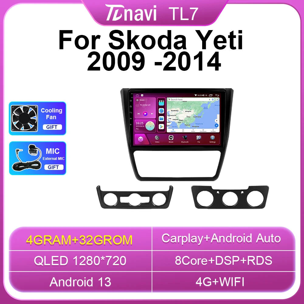 for SKODA Yeti 5L 2009-14 Android Auto CarPlay Car Stereo Radio GPS Navi Screen