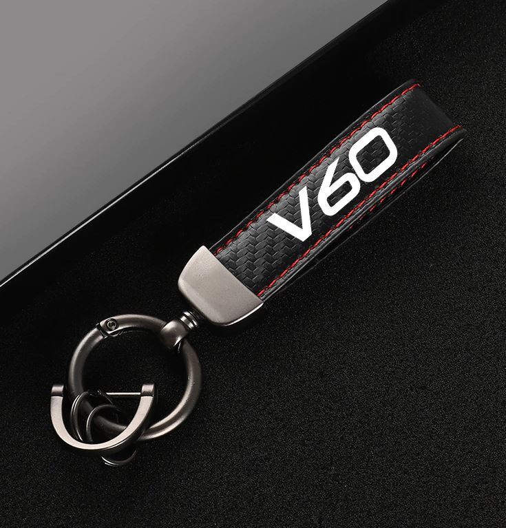 Suitable for V60 car keychains, key rings, key fobs, car accessories, black and red