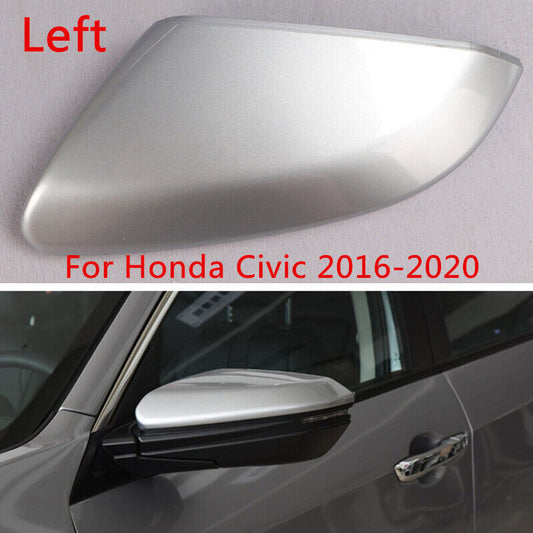 Silver Left Rearview Door Mirror Cover Shell Cap Fit for Honda for Civic 2016-2020