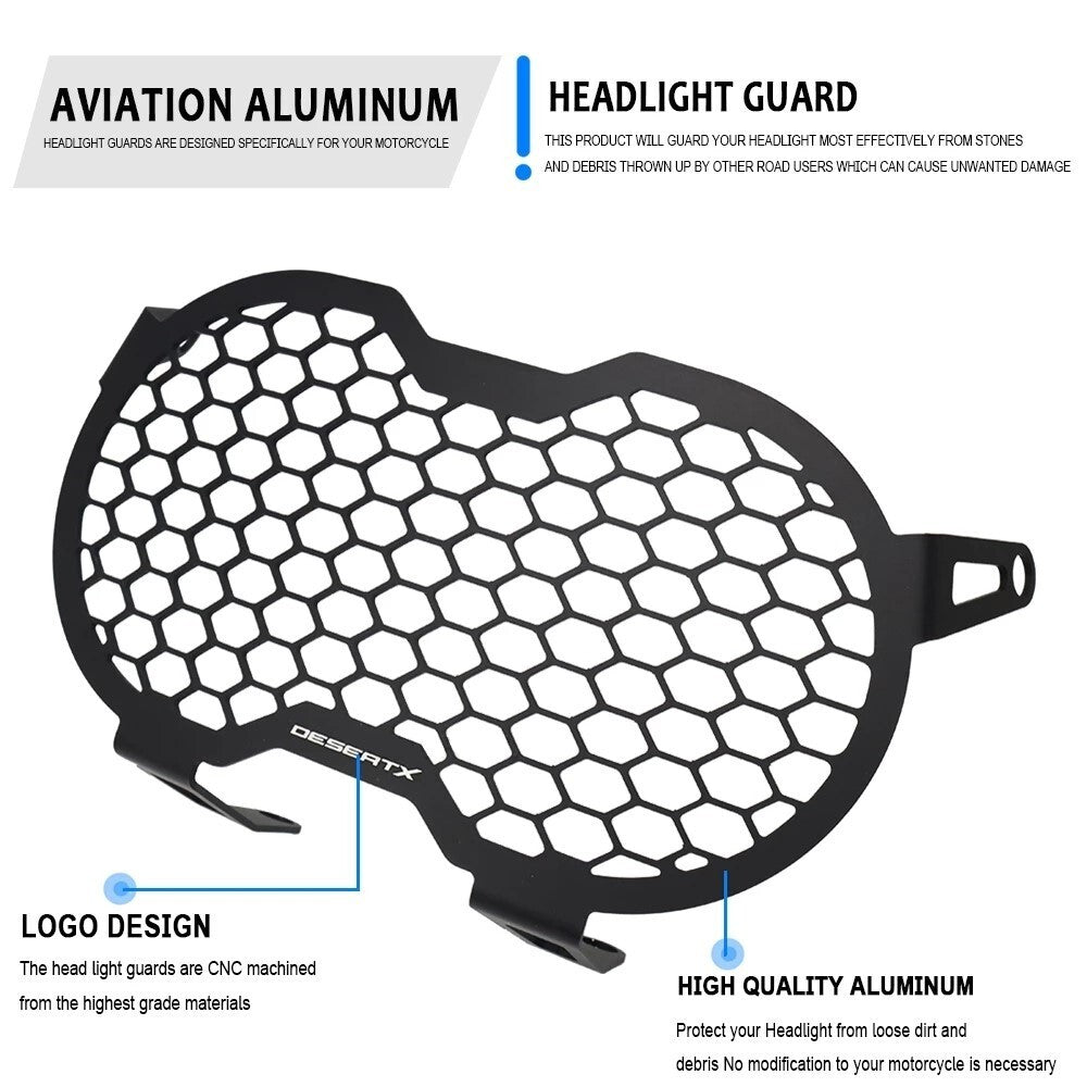 Black Headlight Grille Guard Cover Protector For DesertX Headlight Guard Cover
