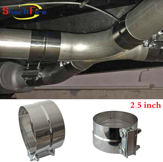 2.5-inch ring connector with clip exhaust clamp, stainless steel, 2 pieces