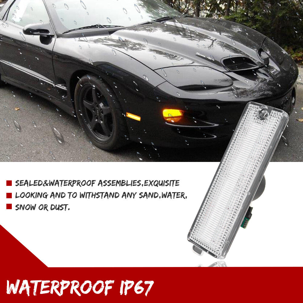 Transparent amber LED front fender side marker light kit for 1998-2002 for Pontiac Firebird