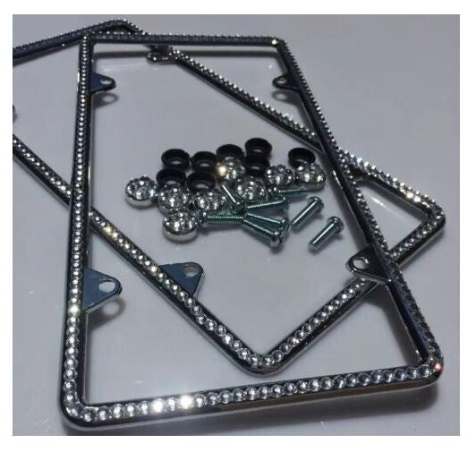 2. Car license plate frame cover back cover silver glitter crystal thin suitable  for ford