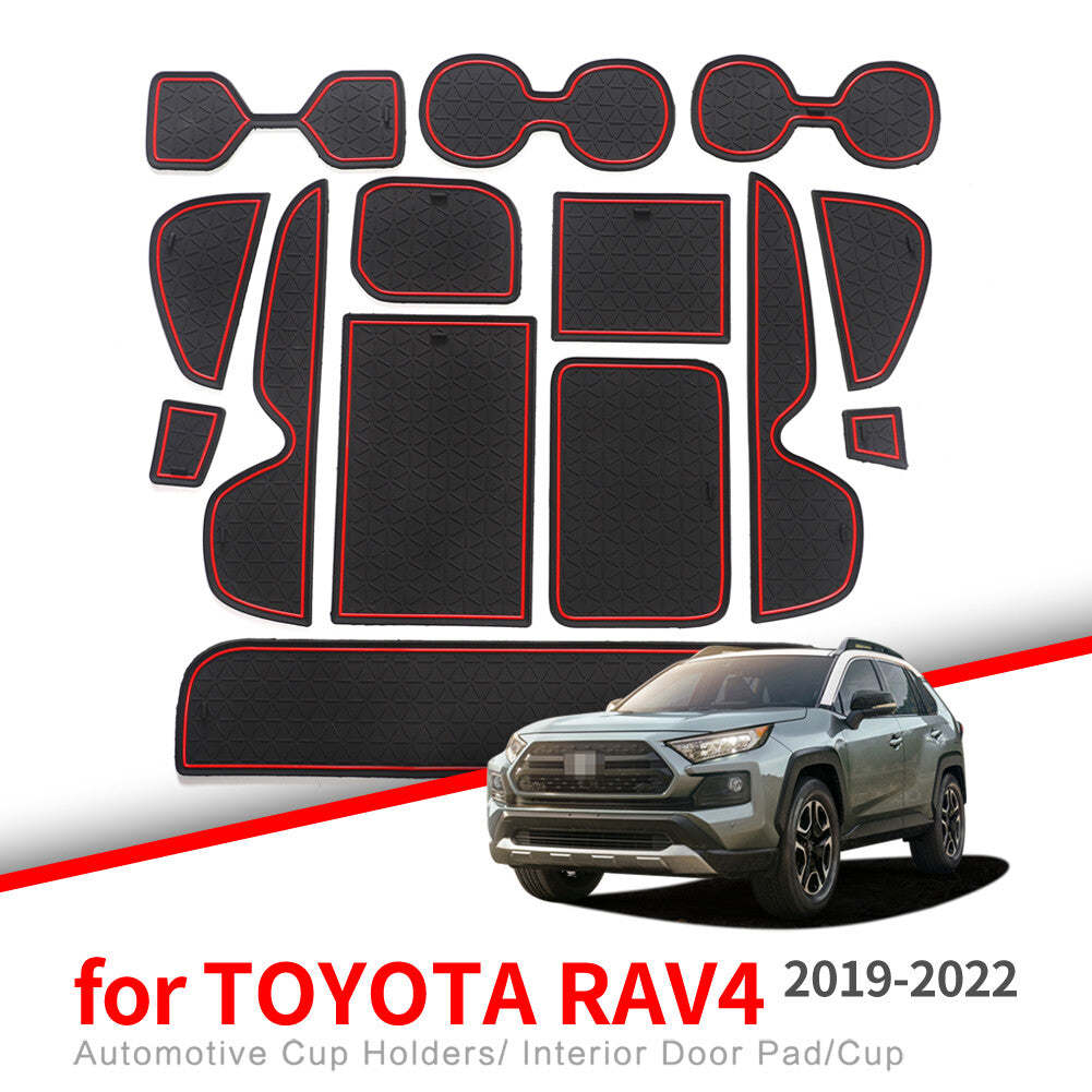 Gate Slot Cup Mat for Toyota RAV4 2019 ~ 2022 XA50 RAV 4 Car Accessories Pad RED