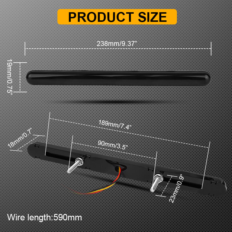 2X 9 LED Flowing Turn Signal Rear Tail Light Bar Strip DRL Truck White/Yellow