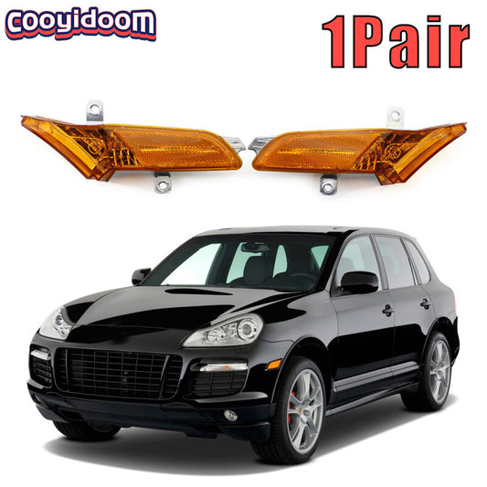 1. Dual front side marker turn signal lights in amber hue for Porsche for Cayenne 08-10