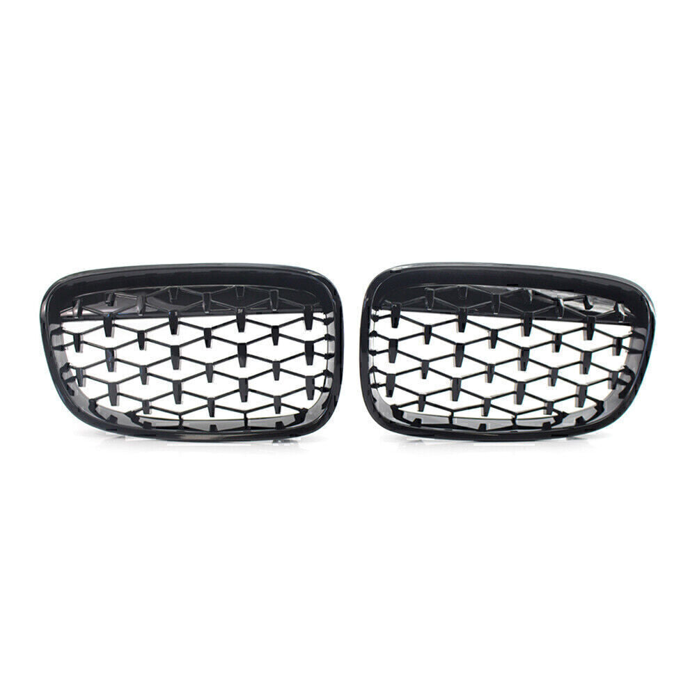 for BMW 1 Series F20 11-14 Gloss Black Diamond Meteor Style Front Kidney Grille