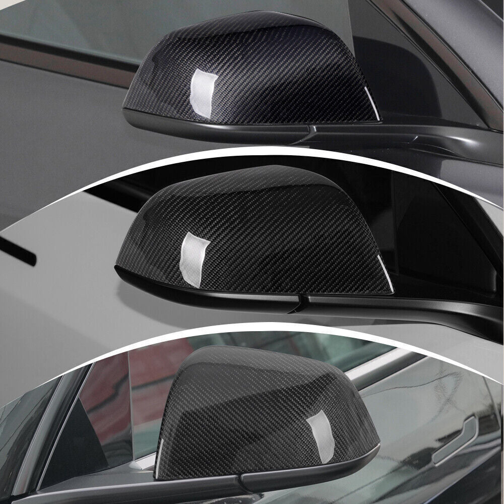 For Newest for Model 3 2017-2024 Side Mirror Covers Real Carbon Fiber 2PCS