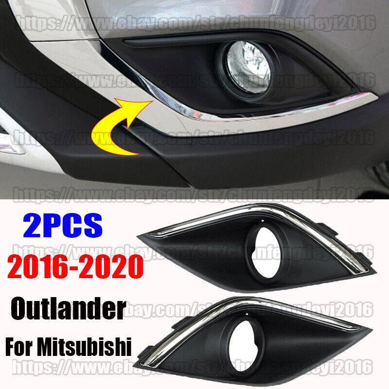 2pcs Front Bumper Bezel Fog Lamp Light Cover for Mitsubishi Outlander 2016-2020