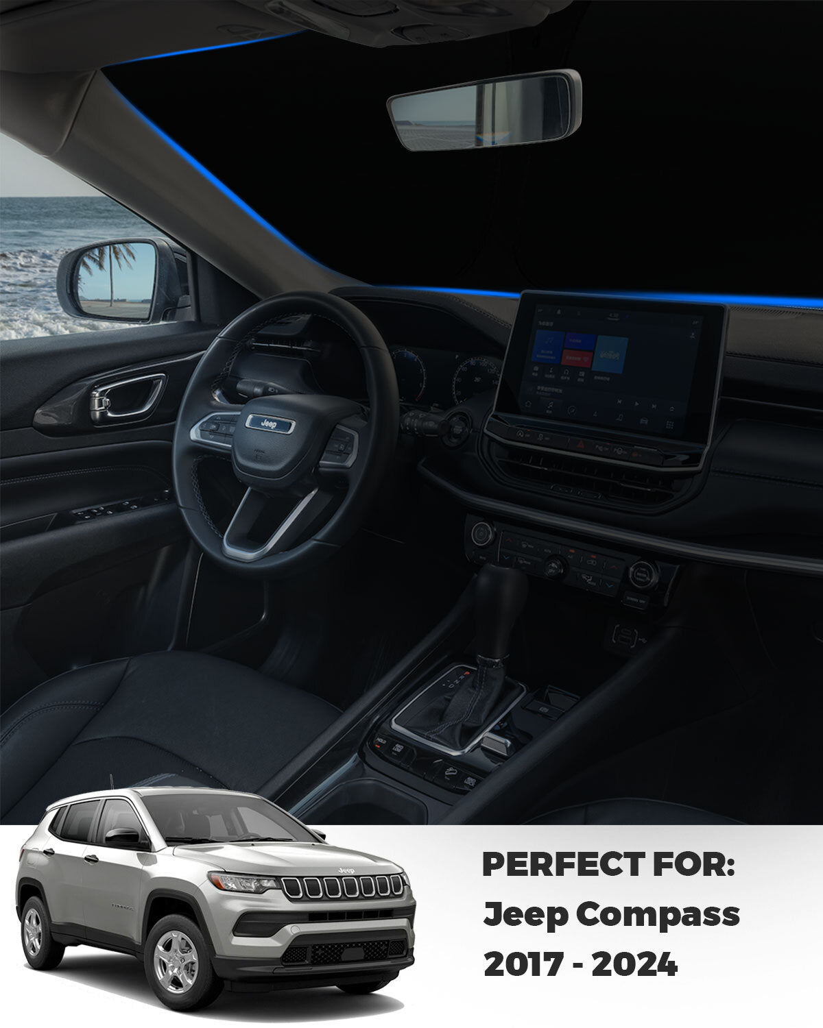 For 2017-2024 2025 for Jeep Compass Accessories Car Windshield Sunshade Heat Block