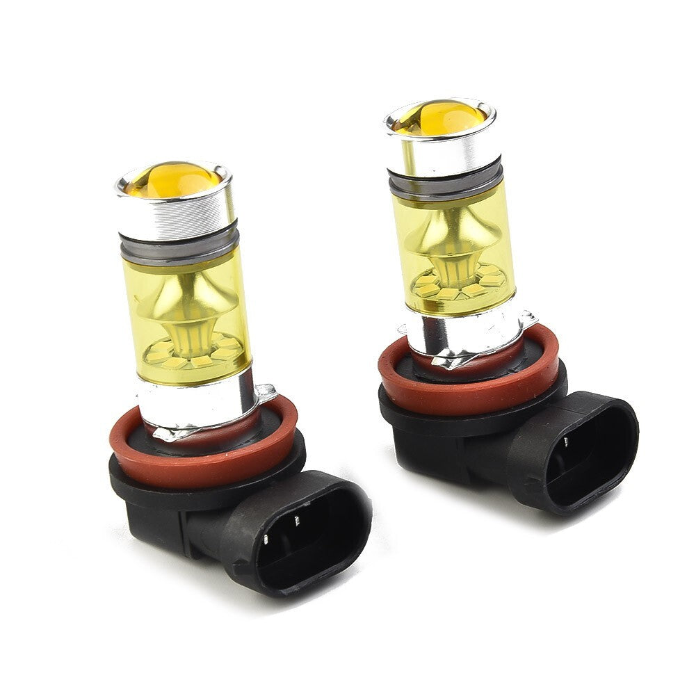 A pair of LED H11/H8 4300K yellow 100W 1000LM car fog light bulbs