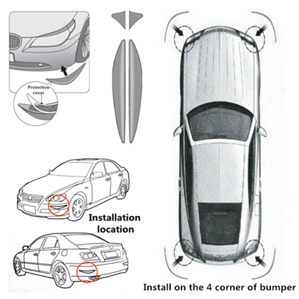2x Car Front Back Bumper Anti-rub White Streamline Guard Cover Sticker Protector