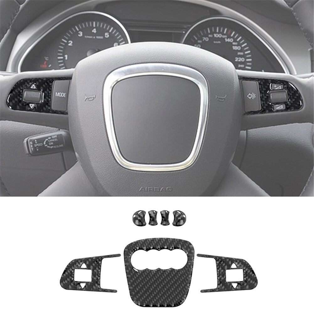 7Pcs Carbon Fiber Inner Steering Wheel Buttons Cover Trim for Audi Q7 2007-2015