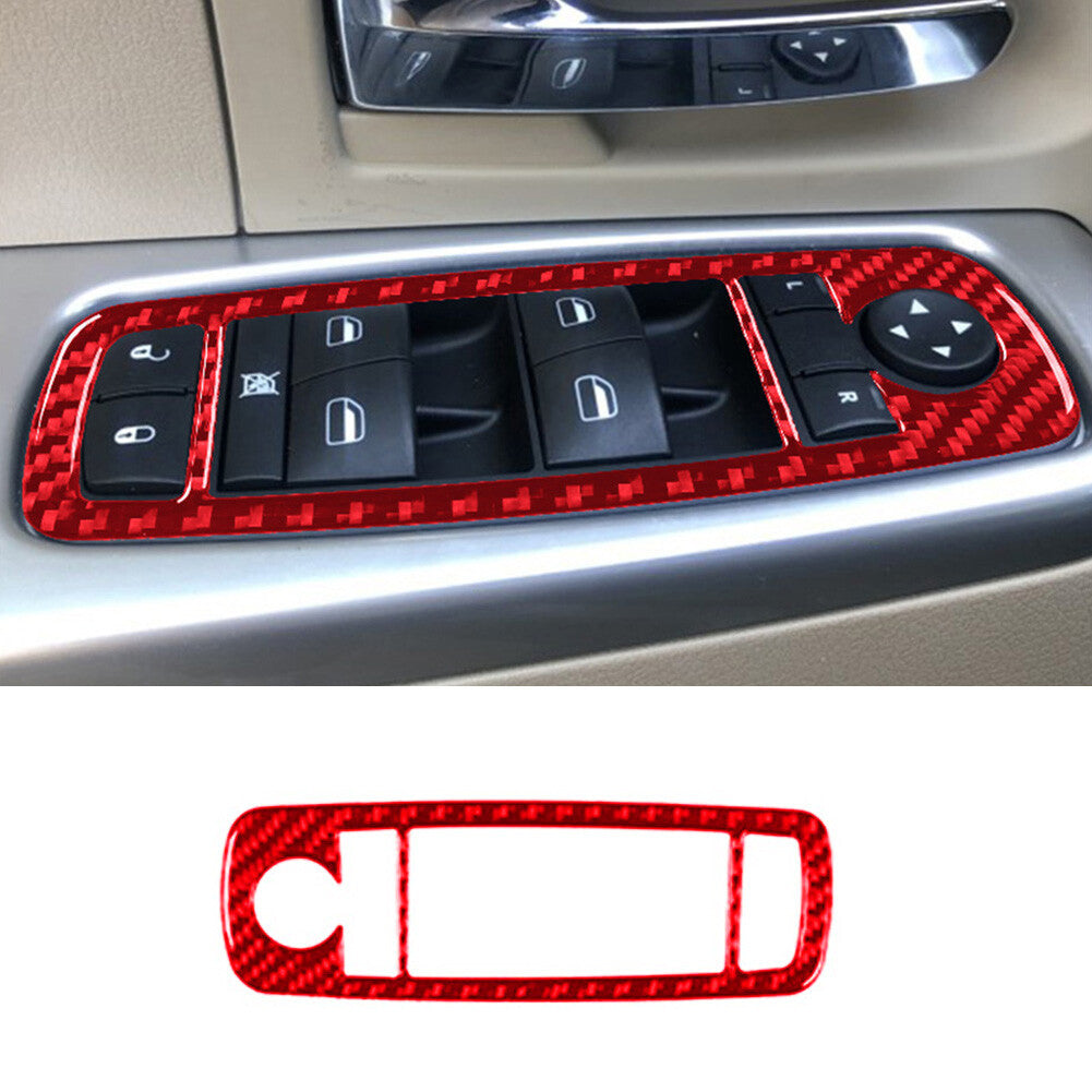 Red Carbon Fiber Driver Side Window Lift Switch Cover for Jeep Liberty 2008-2012