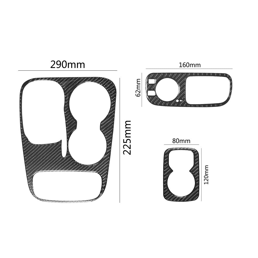 3Pcs Carbon Fiber Gear Shift Panel Frame Cover Trim for Dodge Durango 2014-2020