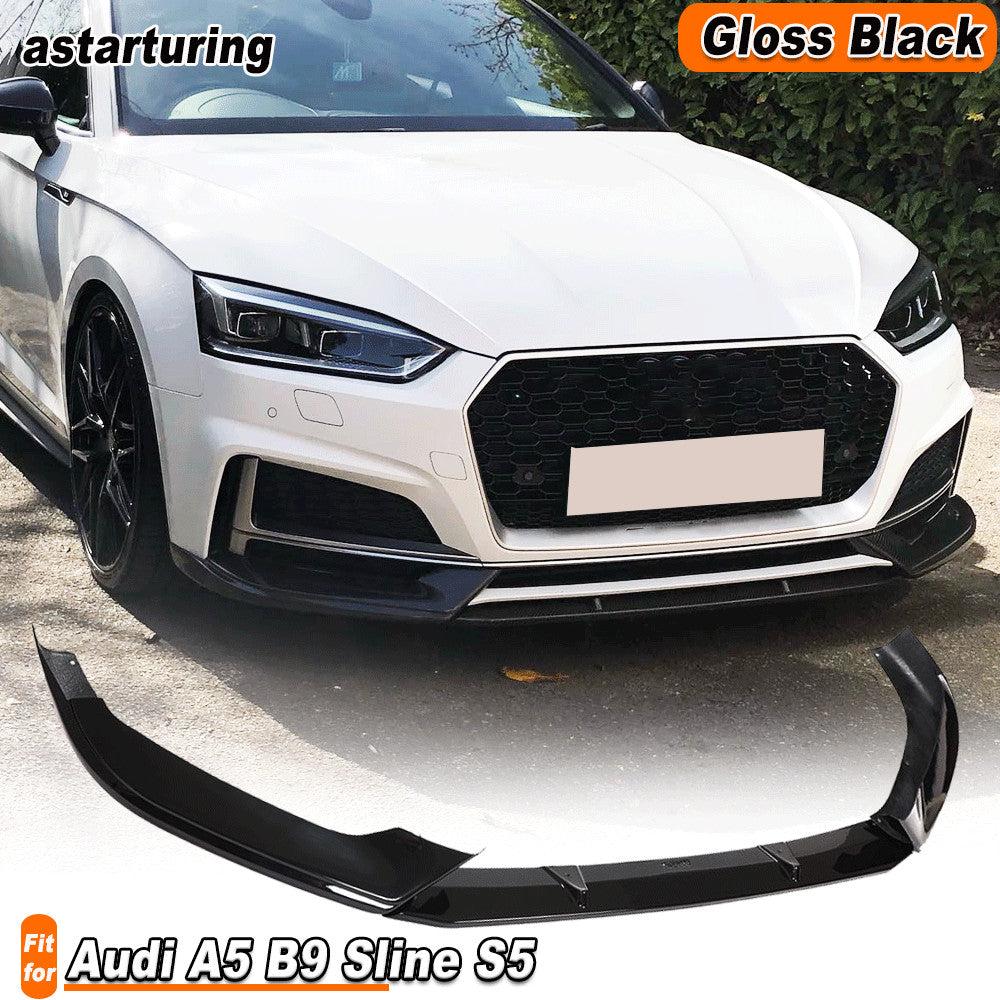 for Audi A5 B9 Sline S5 2017-2019 Gloss Black Front Bumper Lip Spoiler Splitter