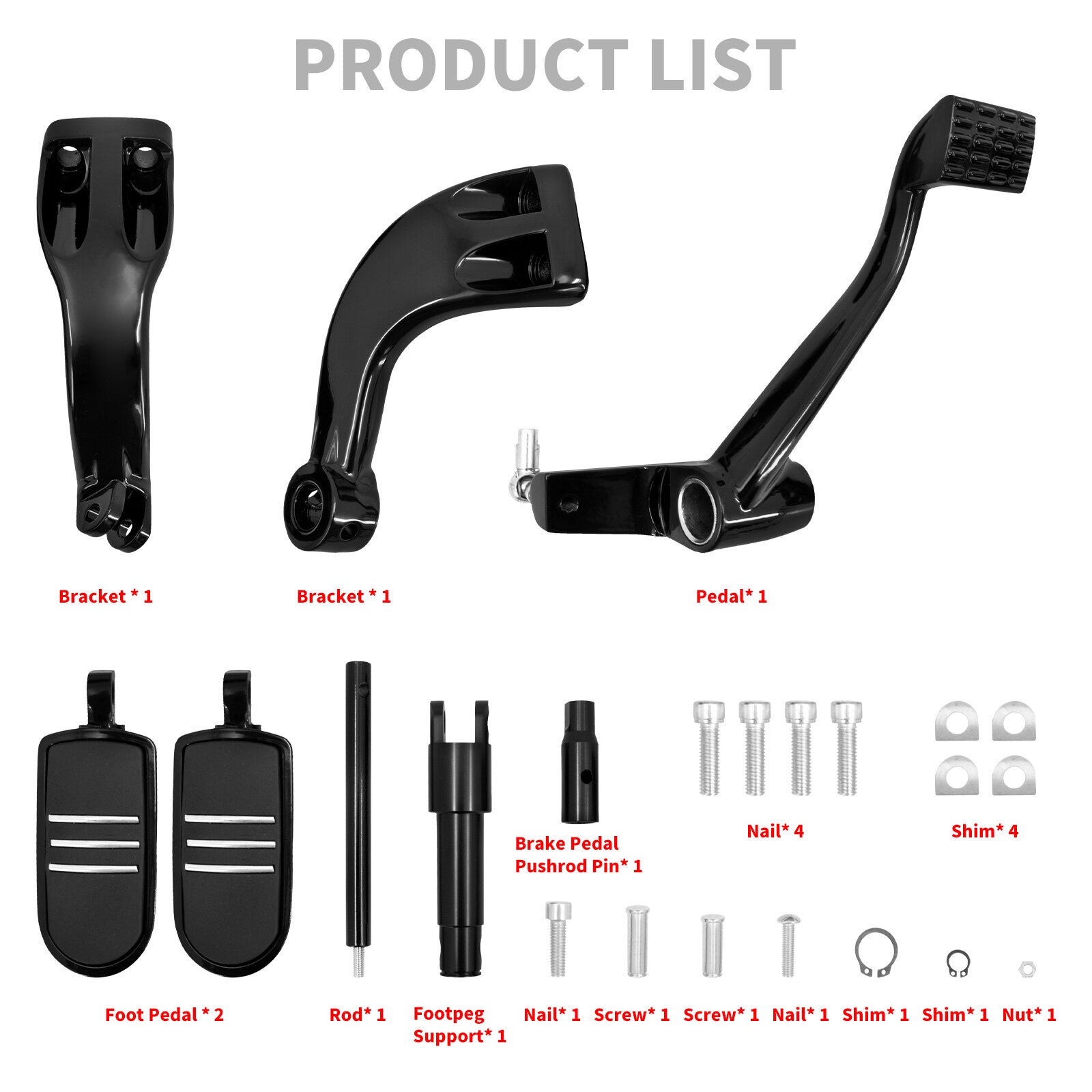 Black Mid Controls Kit Foot Peg Lever for Harley Sportster XL 883 1200 2014-2022