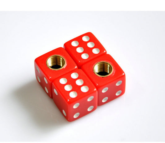 Red Gem Dice Tire/Wheel Stem Air Valve CAPS set Universal Car truck hot rod ATV