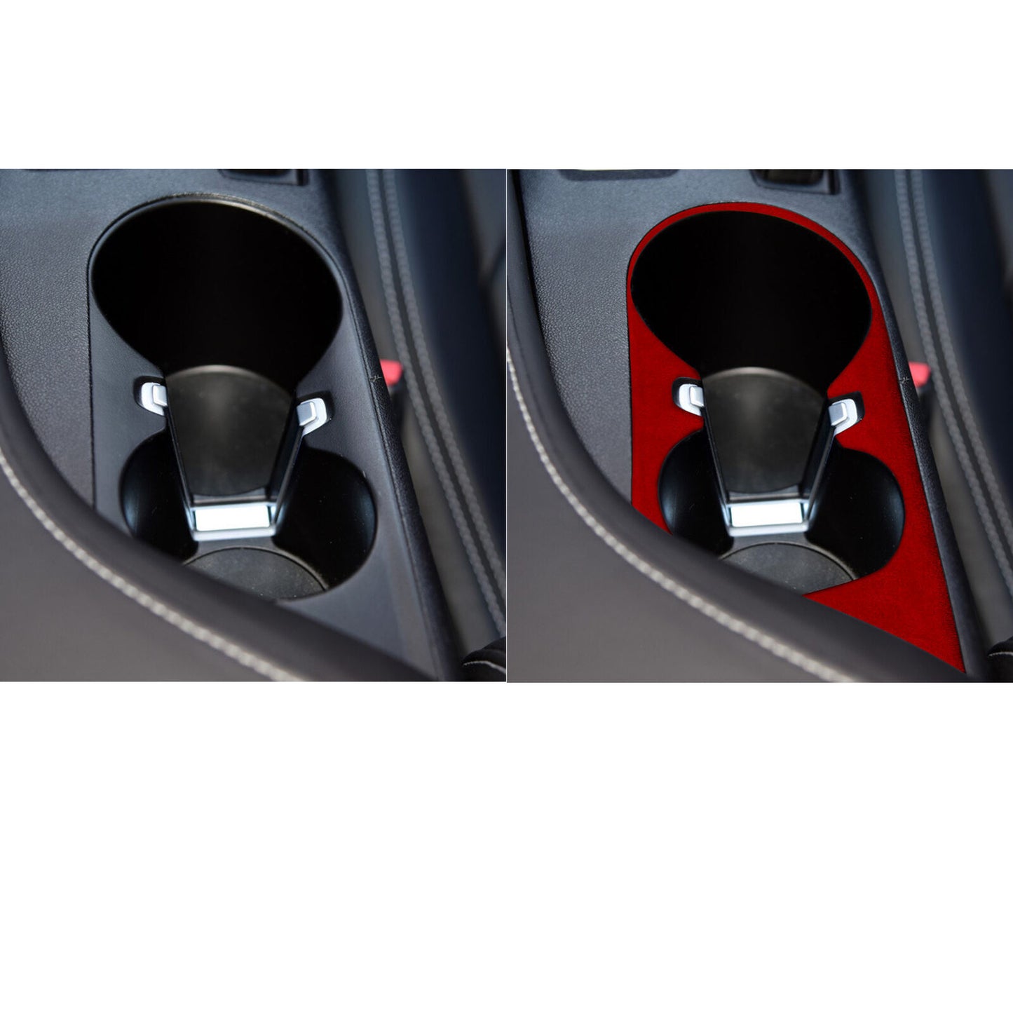 Middle Console Drinking Glass Trim Inner for Chevrolet Camaro 2016-20 Red Suede