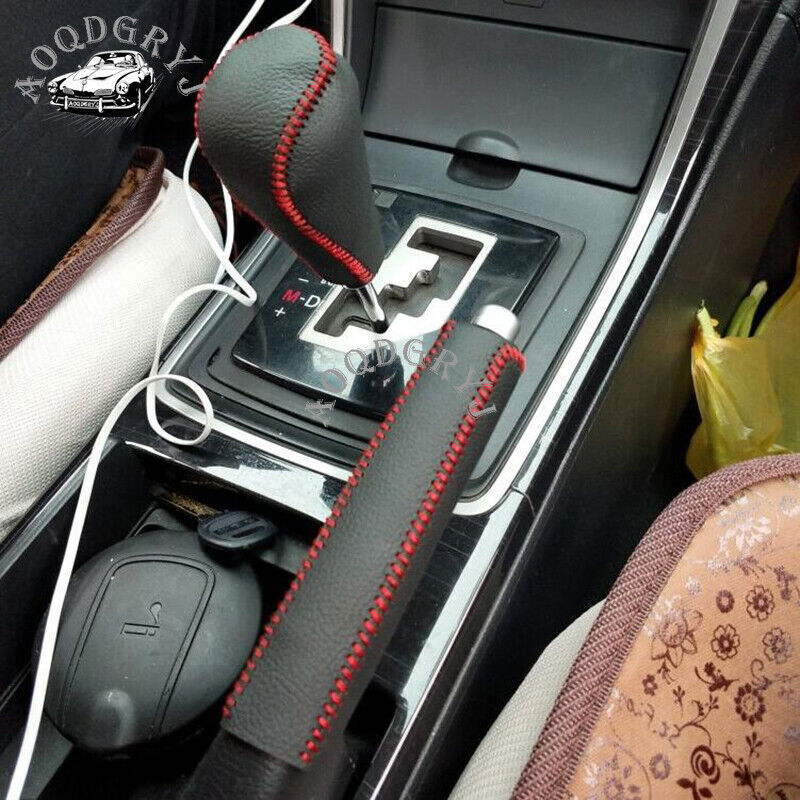 2x for Honda Accord 2008-2012 PU Leather Hand Brake Auto Gear Shift Knob Cover