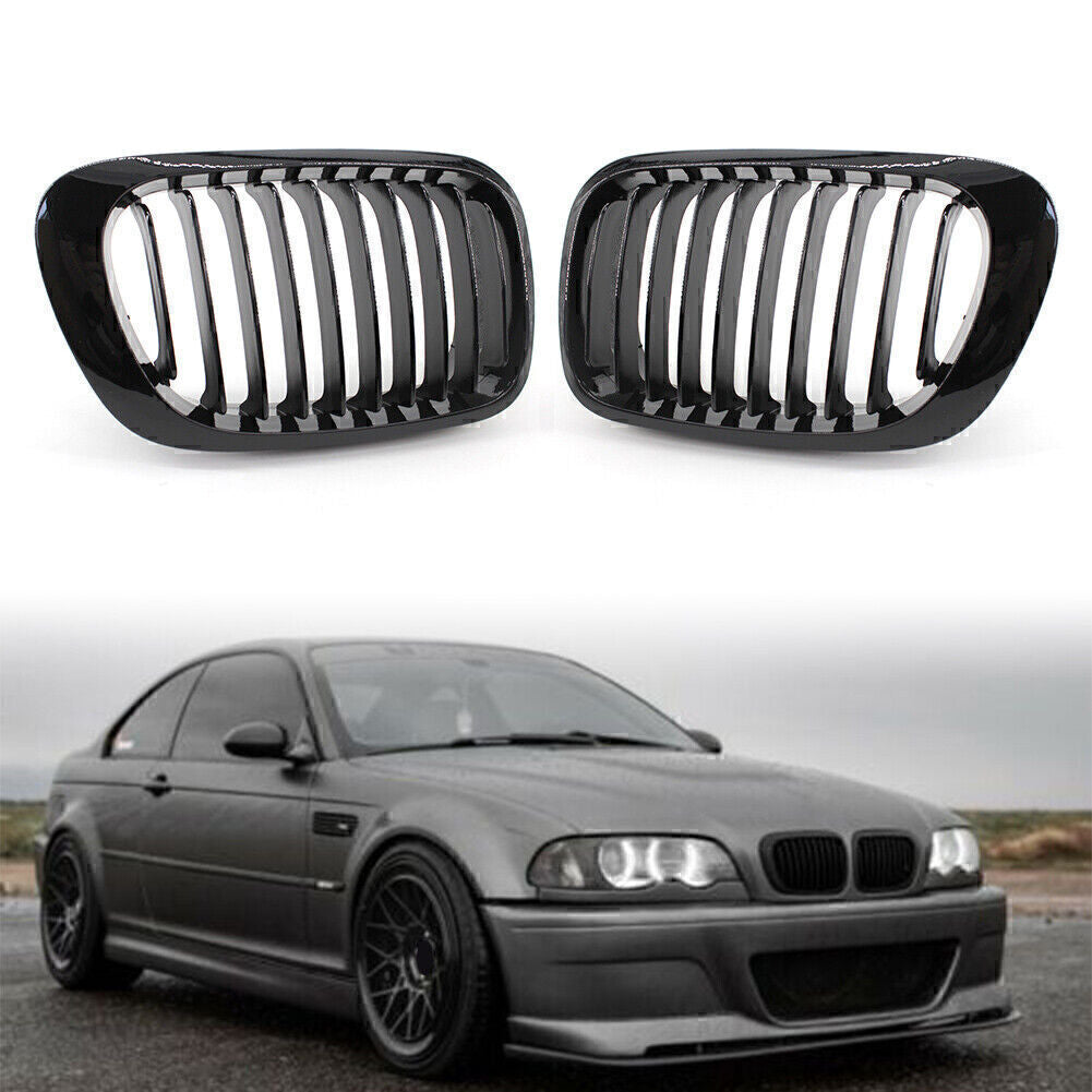 Front Kidney Bumper Grille for BMW 3-Series E46 Cabrio 2000-2003 Pre-facelift