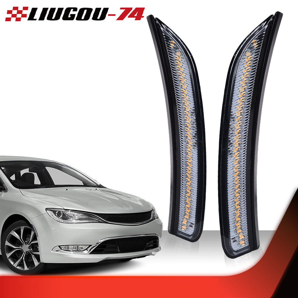 Suitable for 2015, 2016, and 2017 for Chrysler 200 Amber LED Side Marker Light Smoked Lens (2-piece set)
