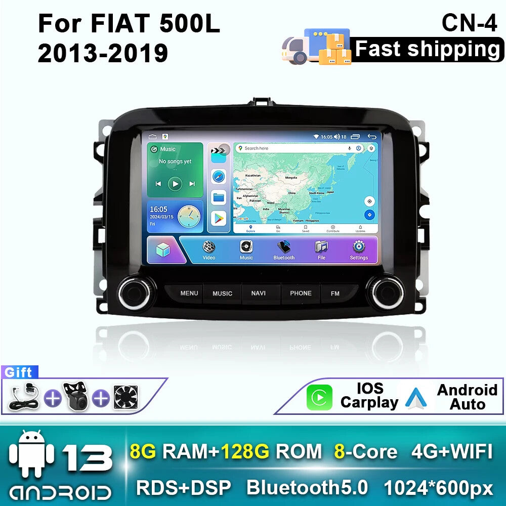 Android Car Radio for Fiat 500L 2013-2019 Stereo GPS CarPlay IPS Player Screen