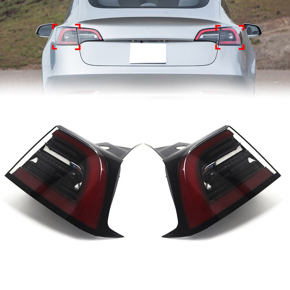 1 Pair Tail Lamp Outer Rear Lights 4 Pins for Tesla Model 3 for Model Y 2020-2023
