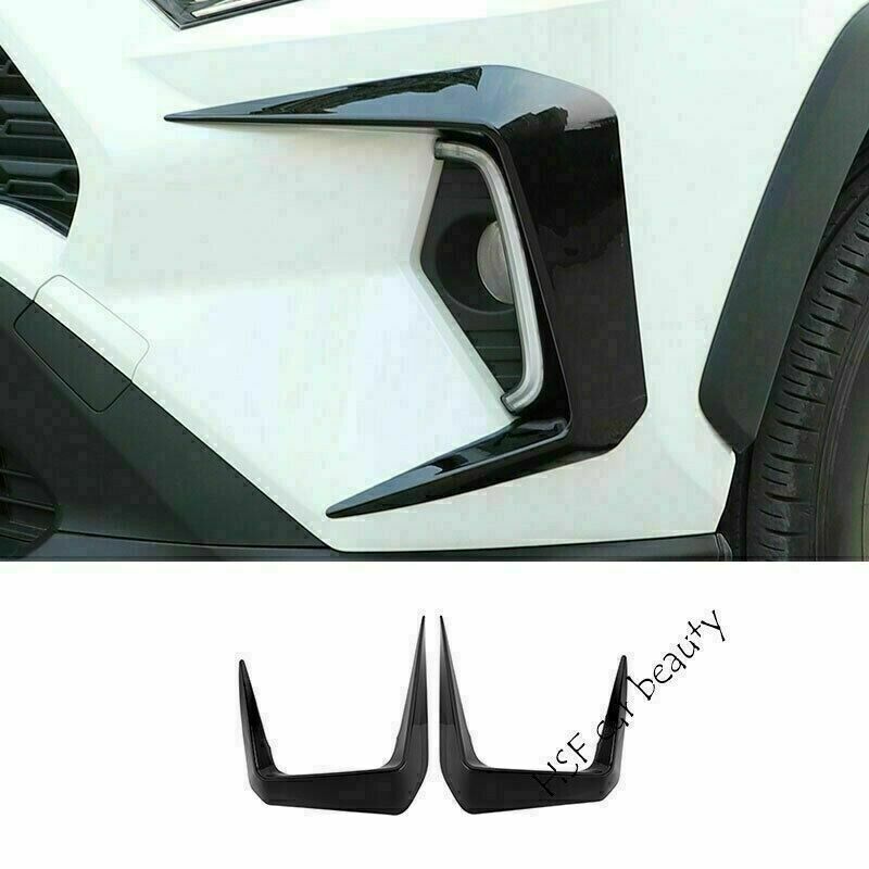 Bright Black Front Fog Light Lamp Eyebrow Cover Trim for TOYOTA RAV4 2019-2023