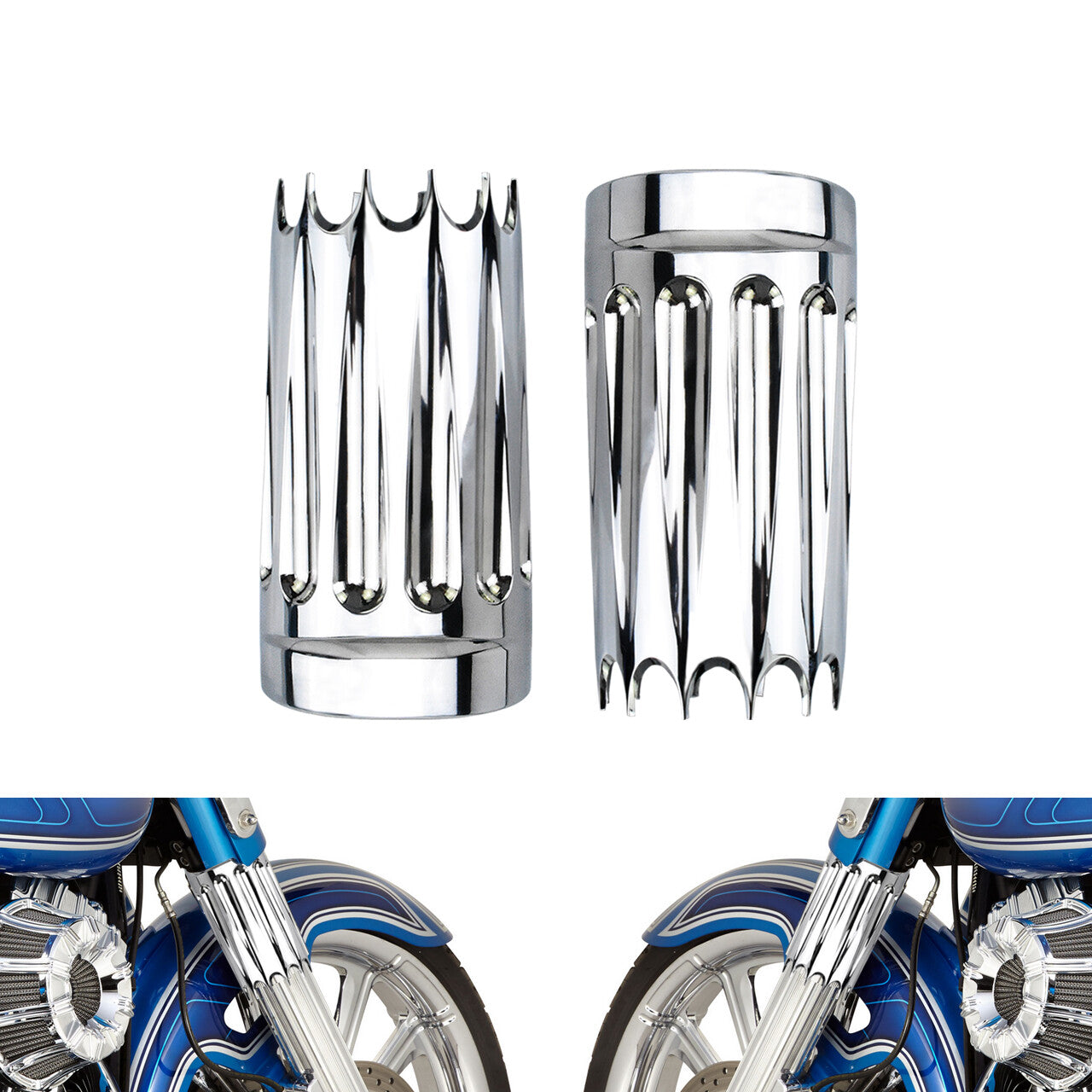 Chrome CNC Slider Fork Cover Fit for Harley Touring Electra Road Glide 1984-2023