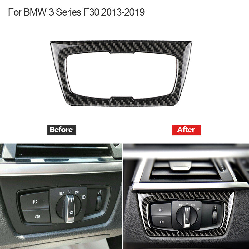 Carbon fiber headlight switch trim for BMW 3 Series F30 2013-2019